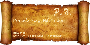 Porpáczy Nándor névjegykártya